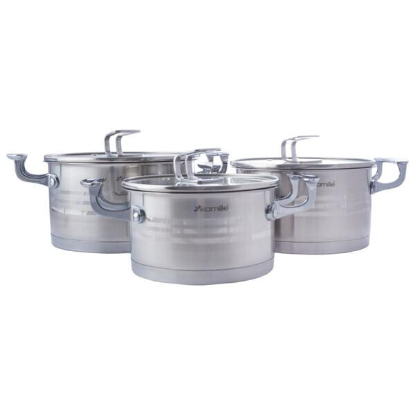 

Набор посуды нержавеющий Kamille - 1,7 x 2,4 x 3,1 л (3 шт.)(5861)