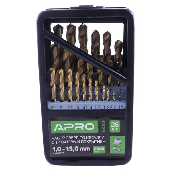 

Набор сверл по металлу Apro - 25 шт. (1-13 мм) титан(810209)