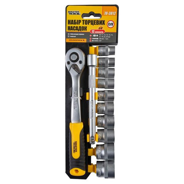 

Набор инструмента на планке Mastertool - 3/8" x 12 ед.(78-3812)