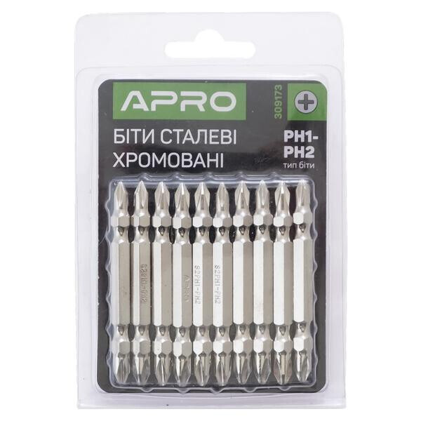 

Бита Apro - PH1 x PH2 x 65 мм хром (10 шт.)(309173)