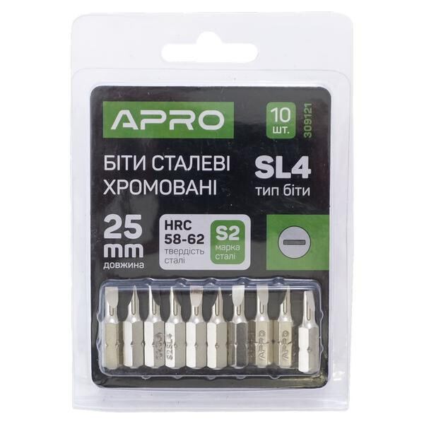 

Бита Apro - SL4 x 25 мм хром (10 шт.)(309121)