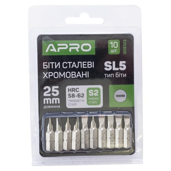 

Бита Apro - SL5 x 25 мм хром (10 шт.)(309123)