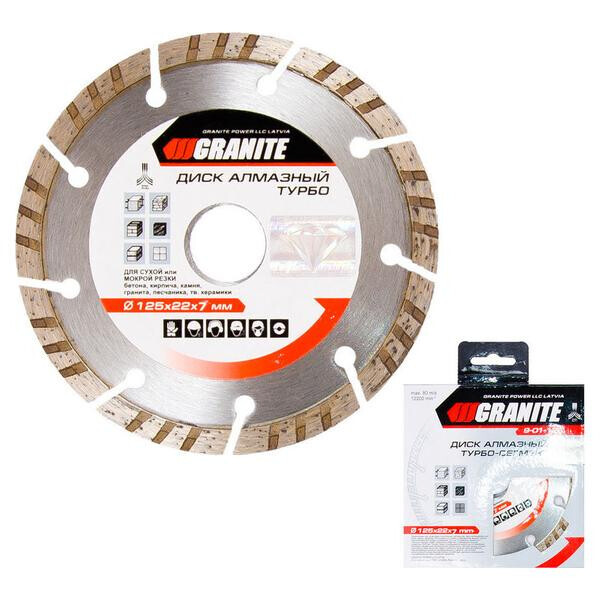 

Диск алмазный Granite - 125 мм турбо-сегмент(9-01-125)