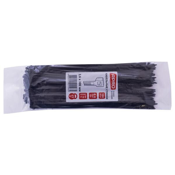 

Хомут пластиковый Apro - 3,6 x 300 мм черный (100 шт.)(CT-B36300)