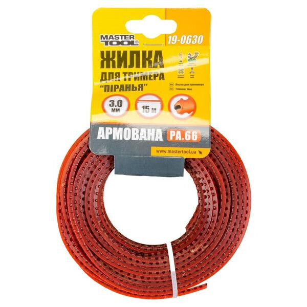 

Леска для триммера Mastertool - 3,0 мм x 15 м квадрат пиранья армированная(19-0630)