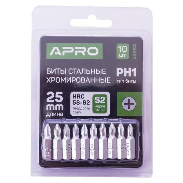 

Бита Apro - PH1 x 25 мм хром (10 шт.)(309103)