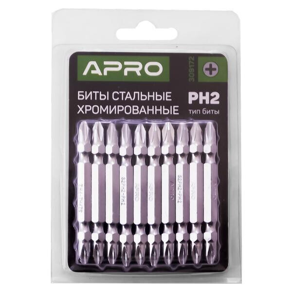 

Бита Apro - PH2 x PH2 x 65 мм хром (10 шт.)(309172)
