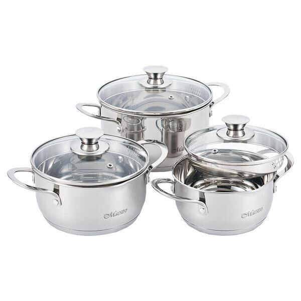 

Набор посуды нержавеющий Maestro - 1,6 x 2 x 3 л (3 шт.)(MR-3510-6L)
