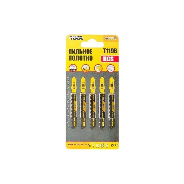

Полотно пильное для лобзика Mastertool - T119B 77 мм x 12T, дерево (5 шт.)(14-2819)