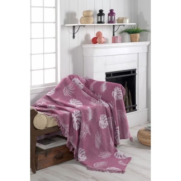 

Плед-накидка Eponj Home Buldan Keten - Monstera 170*220 mor фиолетовый (svt-2000022282321)