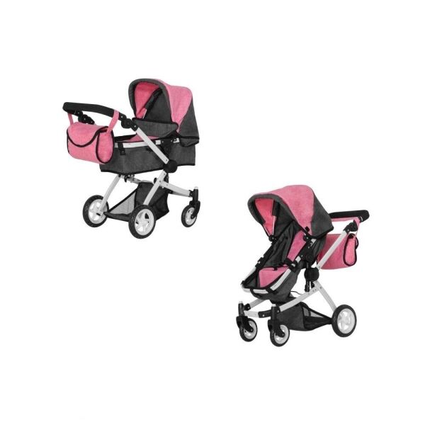 

Коляска для кукол CARRELLO MAESTRO 9651B Pink 2 в 1 трансформер с перекидной ручкой + сумка