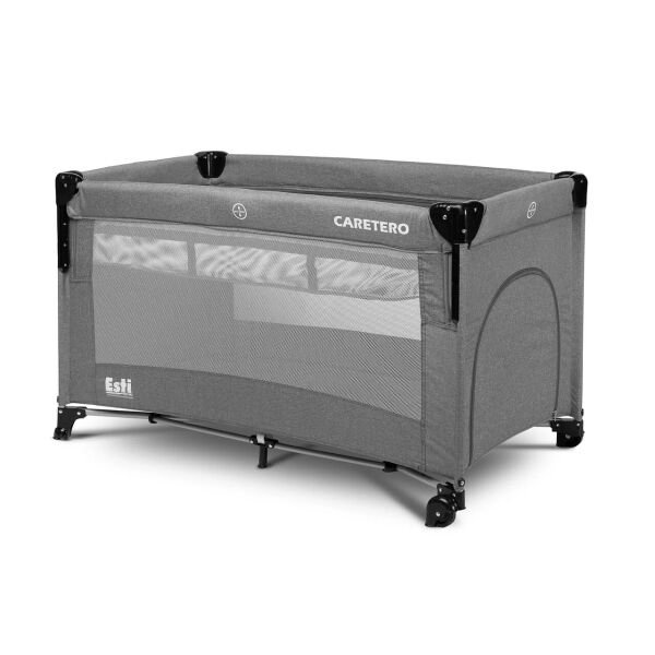 

Манеж-кроватка 2 в 1 Caretero Esti Graphite с колесами и матрасом + сумка для переноски