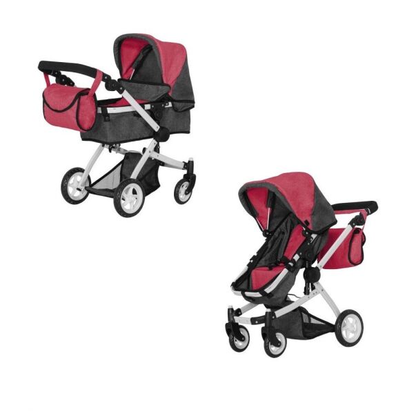 

Коляска для кукол CARRELLO MAESTRO 9651B Deep red 2 в 1 трансформер с перекидной ручкой + сумка