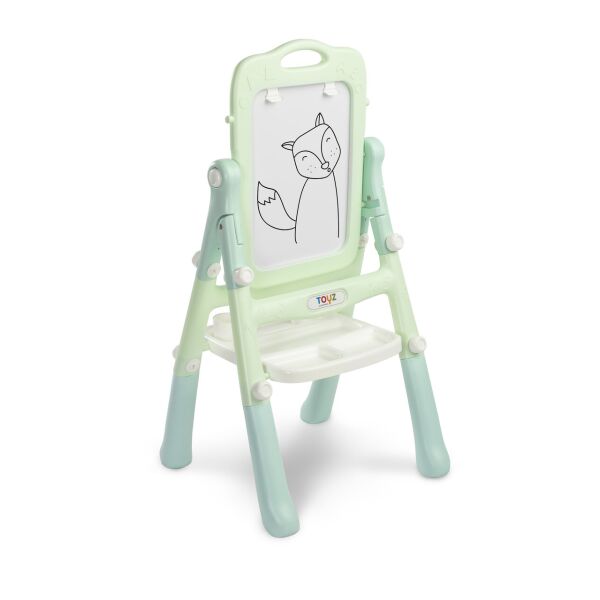 

Мольберт для рисования Caretero Зеленый/Голубой двухсторонний, магнитный с маркерами и мелом + магниты и губка