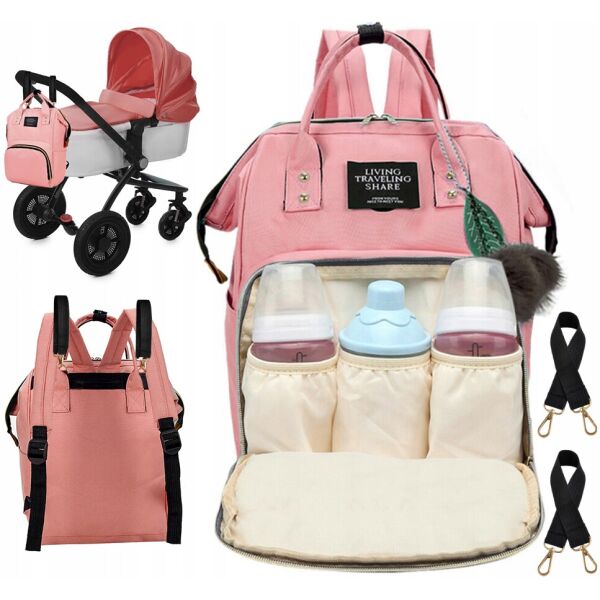 Акція на Сумка-рюкзак для мамы и коляски Living Traveling Share с множеством карманов 30 л / 51 х 36 см Розовый від Allo UA
