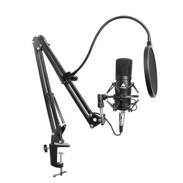 Акція на Микрофон конденсаторный Maono AU-A03 Черный со стойкой и поп-фильтром + ветрозащита и паук від Allo UA