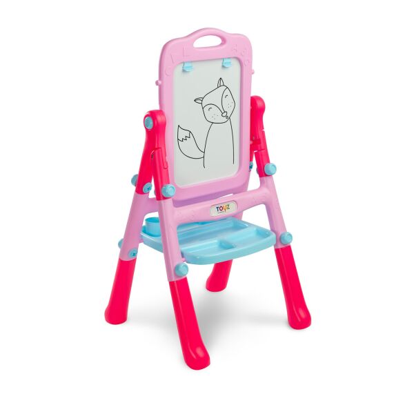 

Мольберт для рисования Caretero Розовый/Бирюзовый двухсторонний, магнитный с маркерами и мелом + магниты и губка