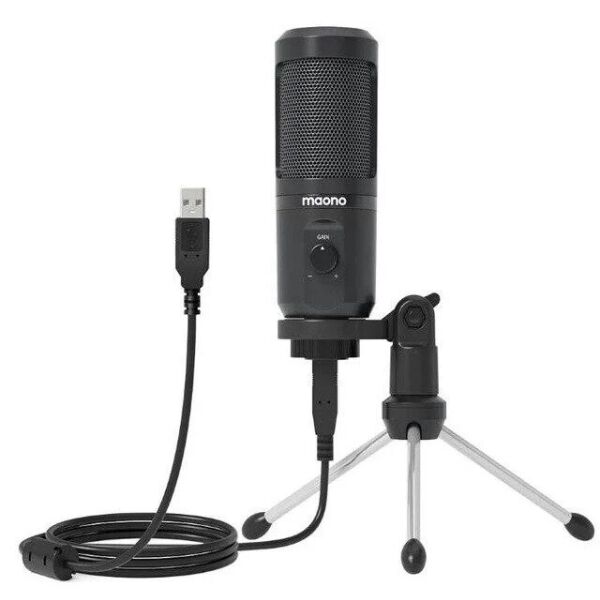 

Микрофон конденсаторный Maono AU-PM461TR с USB кабелем + тренога Черный