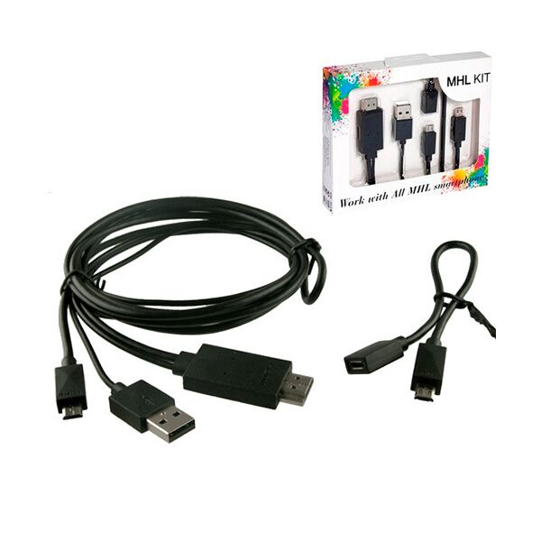 

MHL Kit кабель USB, переходник с MicroUSB на HDMI 5+11pin 2в1