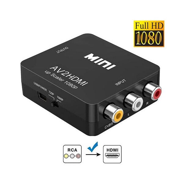 

AV RCA - HDMI конвертер видео, аудио, FullHD 1080p, черный