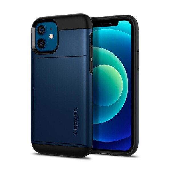 

Чехол с отделением для карт Spigen Slim Armor CS Navy Blue для iPhone 12 | 12 Pro
