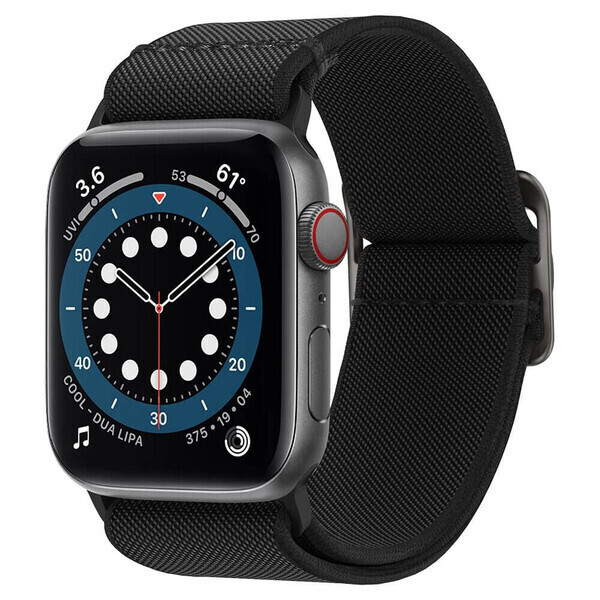 

Черный нейлоновый ремешок Spigen Band Lite Fit Black для Apple Watch Series 6 | 5 | 4 | SE (44mm)