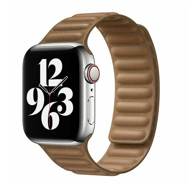 

Ремешок iLoungeMax Leather Link Magnetic Saddle Brown для Apple Watch 42mm | 44mm (M | L) OEM
