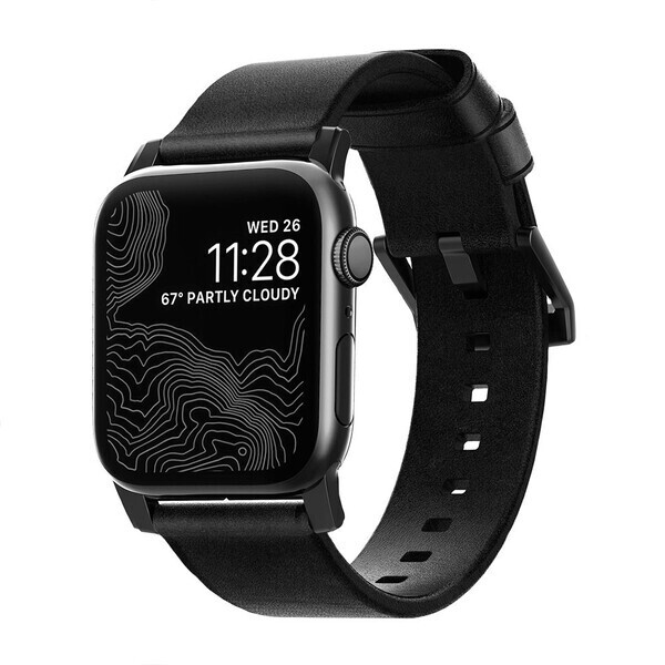

Кожаный ремешок Nomad Modern Strap Black Hardware Black для Apple Watch 42mm | 44mm SE | 6 | 5 | 4 | 3 | 2 | 1