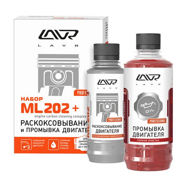 

Набор Раскоксовывание двигателя LAVR ML-202 + Промывка двигателя (для двигателей до 2-х литров 185мл/ 330мл (Ln2505)