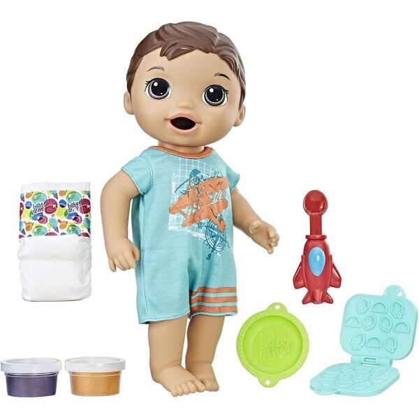 

Baby Alive Интерактивная кукла пупс супер перекус мальчик Люк брюнет Super Snacks Snackin