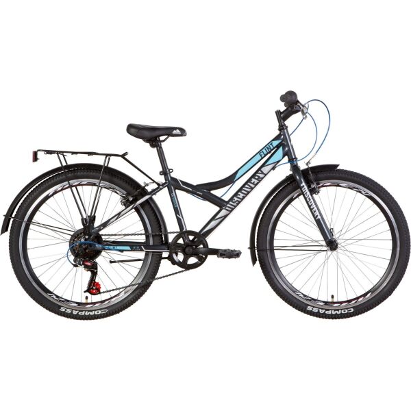 

Велосипед 24" Discovery FLINT черно-синий с серым с багажником 2021