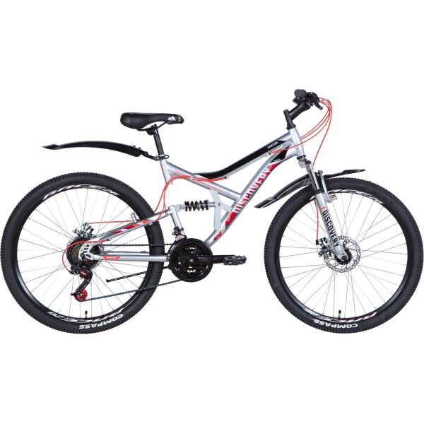 

Велосипед 26" Discovery CANYON DD серебристо-черный с красным 2021