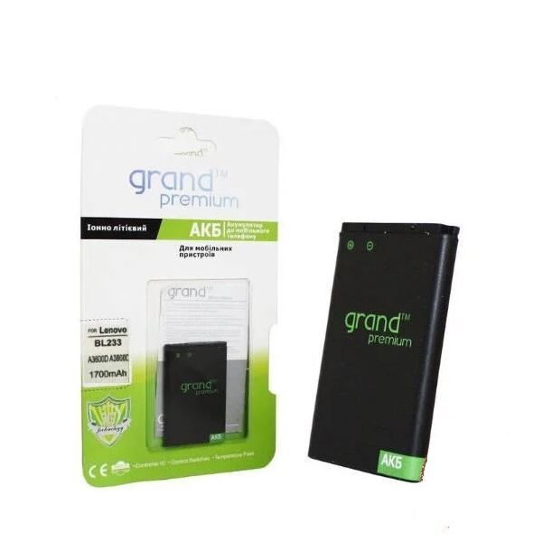 

Аккумулятор "GRAND PREMIUM" для LENOVO BL233 A3600\A3800 1700mAh
