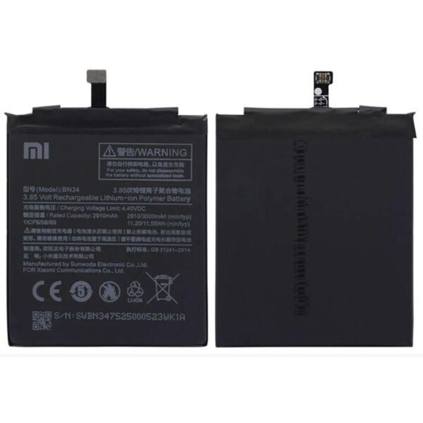 

Аккумулятор BN34 для Xiaomi Redmi 5A 2910mAh