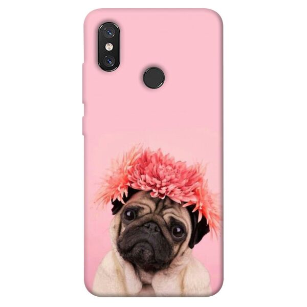 

Чехол itsPrint Мопс с цветами для Xiaomi Mi 8