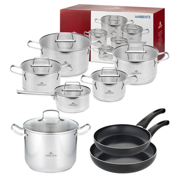 

Gerlach Ambiente Komplet Garnki Z Pokrywkami 10 El + Garnek Simple 7L Patelnie Initial 24 28Cm (983K19)