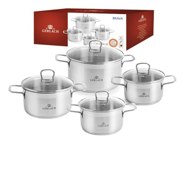 

Gerlach Brava Komplet Garnki Z Pokrywkami 8 El Patelnie Initial 24 28 Cm + Simple Garnek 7 L Oryginalne