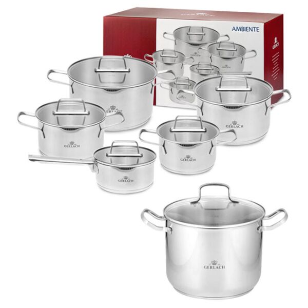 

Gerlach Ambiente Komplet Garnki Z Pokrywkami 10 El + Garnek Simple L Pokrywką 28Cm (983K21)