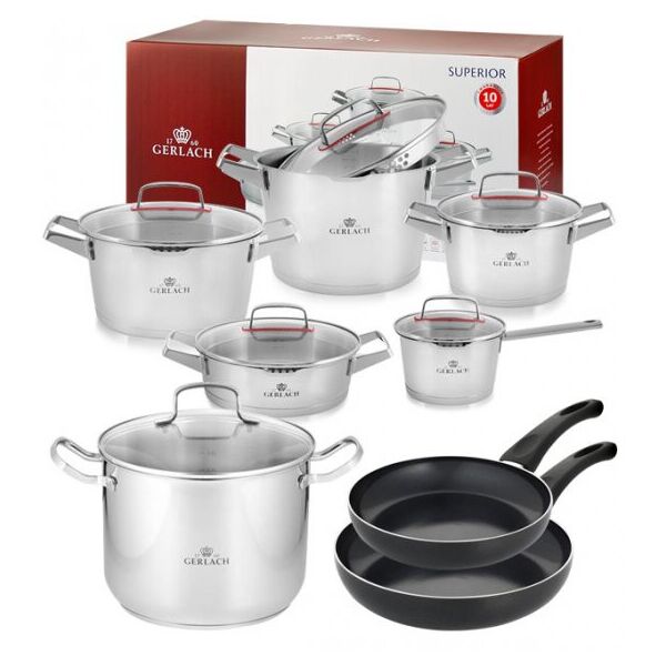 

Gerlach Superior Komplet Garnki Z Pokrywkami 10 El + Garnek L Pokrywką 28Cm Simple (319K68)