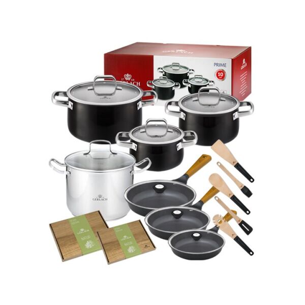 

Gerlach Prime Garnki Z Pokrywkami 6El + Garnek 7L Simple + Patelnie Natur 20, 24, 28cm + Pokrywki Oryginal