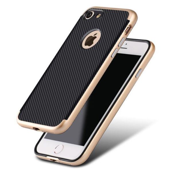 

Чехол Carbon fiber with Metal bumper для iPhone 7/8 Gold