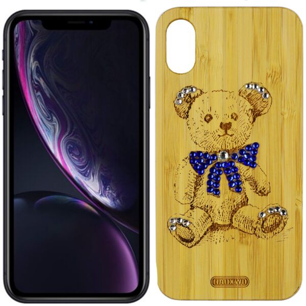 

Чехол Bamboo Wooden Case with Diamonds для iPhone Xr Медведь
