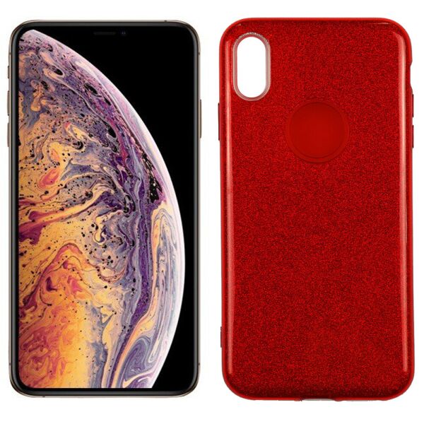 

Чехол Silicone 3in1 Блёстки для iPhone Xs Max Red