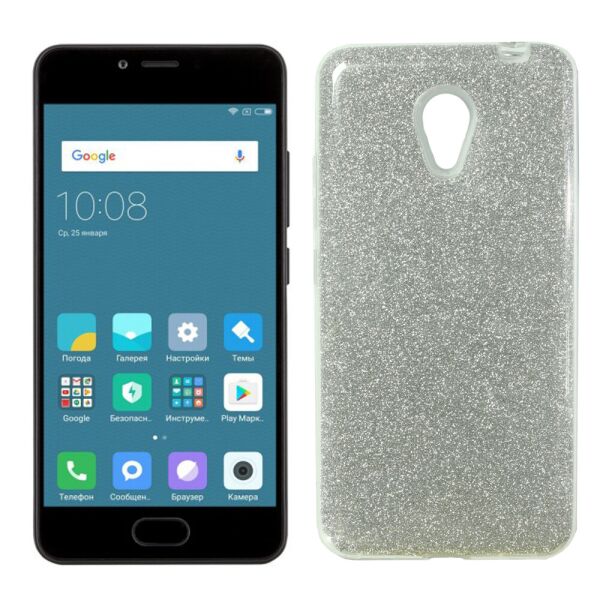 

Чехол Silicone 3in1 Блёстки для Meizu M5C White