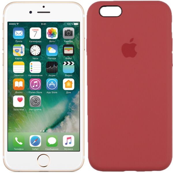 

Чехол силиконовый для iPhone 6/6s Вишневый FULL