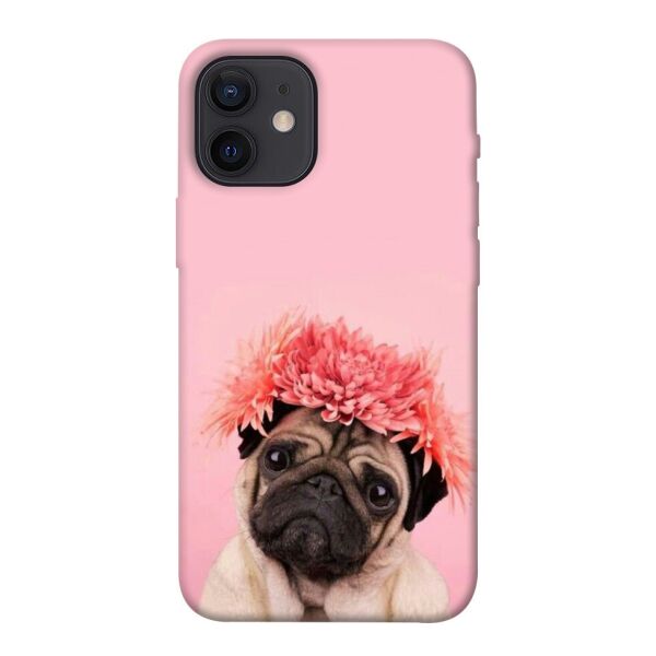 

Чехол itsPrint Мопс с цветами для Apple iPhone 12 mini (5.4")