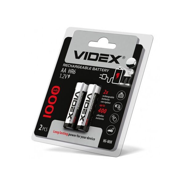 

Аккумуляторы пальчиковые Videx LR06 AA 1000 mAh, Ni-MH, 2 шт