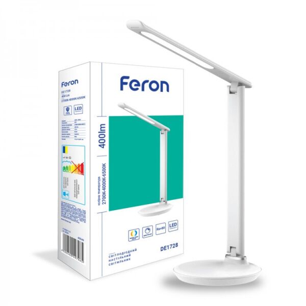 

Настольный Led светильник Feron DE1728 9W белая