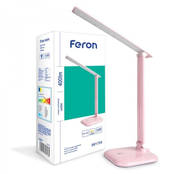 

Настольная LED лампа Feron DE1725 9W розовая