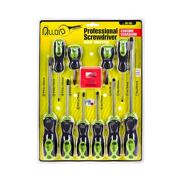 

Набір викруток Alloid шліцьових і хрестових, 10шт